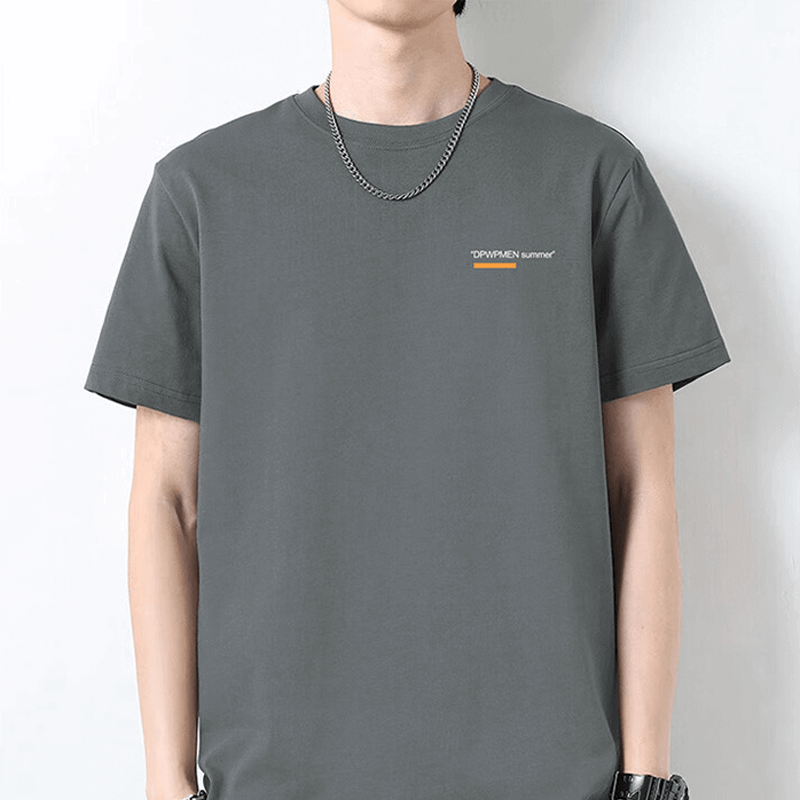 111卡帝乐鳄鱼（CARTELO）短袖T恤男夏季纯色短袖男士宽松上衣圆领体恤男装 深灰色 XL